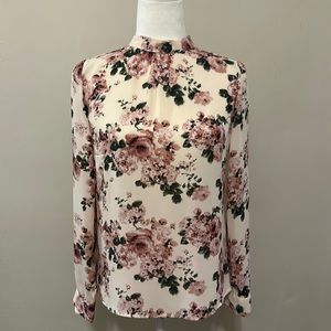 Floral Victorian Vibes Chiffon Blouse Rose Lilac Botanical Print